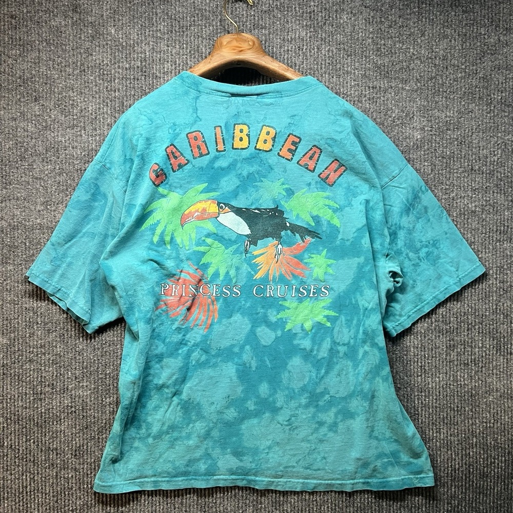 Vintage Caribbean Princess Cruises Graphic T Shirt Blue Size‎ L/XL Made In USA
